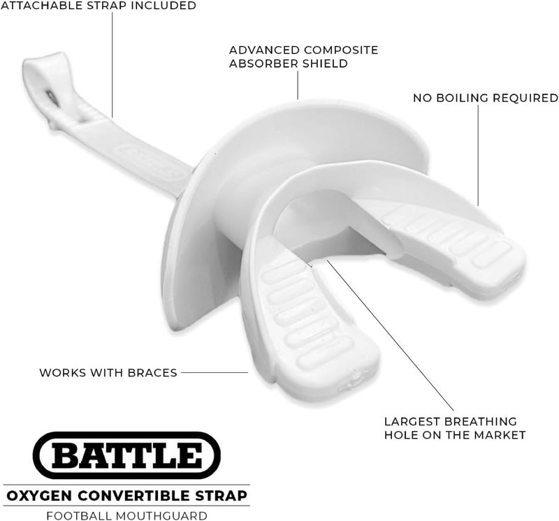 Battle Sports Oxygen Football Mouthguard - Football Mouth Guard with Strap, Superior Airflow & Better Performance, Maximum Breathability, Works with Braces - Image 2